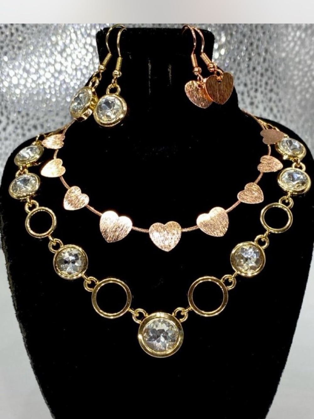 Ladies *** Heart ♥️ & Iced Crystal Necklace collection x 2 / Earrings ^^^